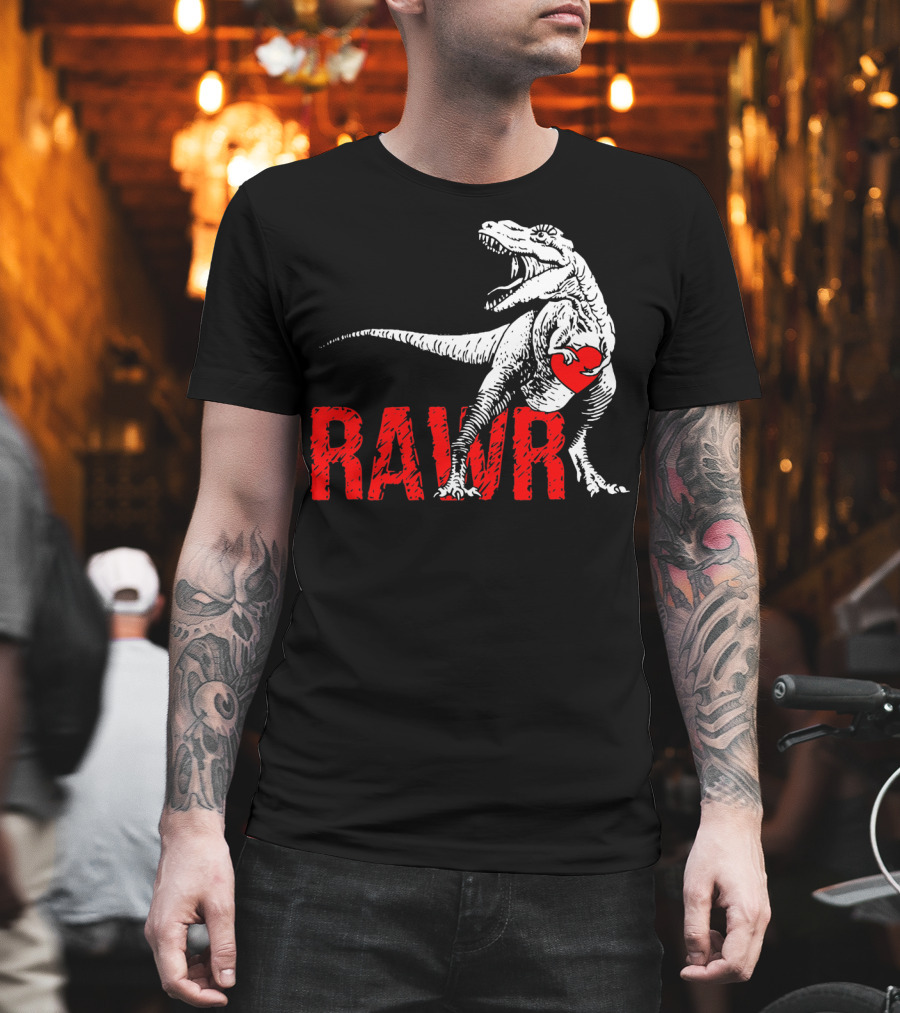 RAWR Dinosaur Valentine Heart T-Shirt