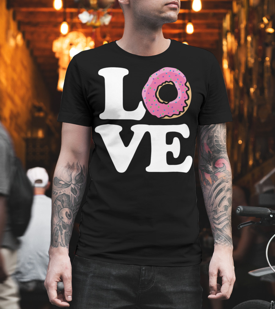 Love for Donut Lovers with Pink Frosted Donut T-Shirt