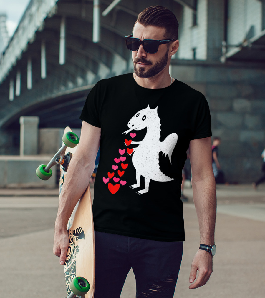 Dragon Spitting Love Hearts Anti Valentine's Day T-Shirt