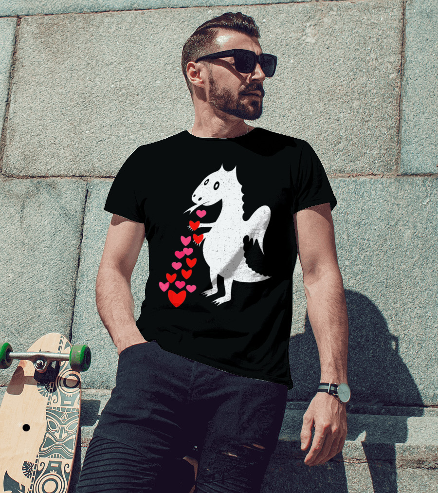 Dragon Spitting Love Hearts Anti Valentine's Day T-Shirt