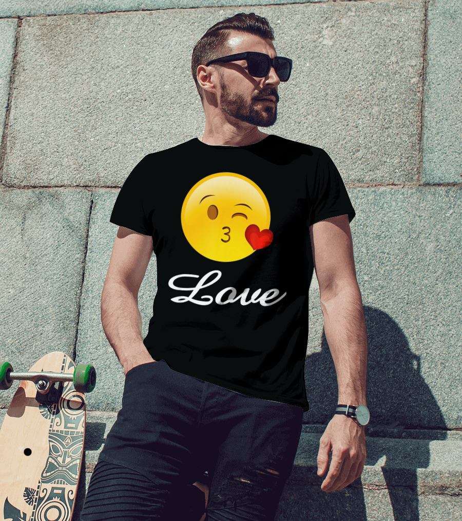 Love Emoji Valentines Day Heart Kiss T-Shirt