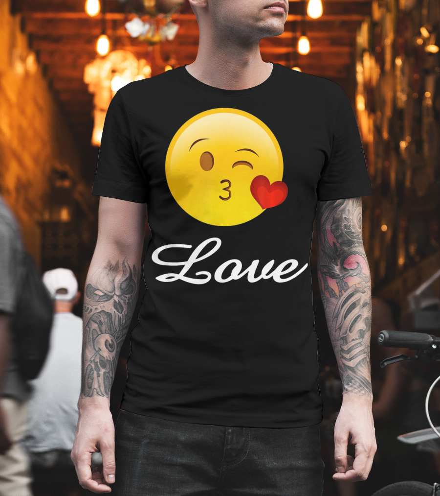 Love Emoji Valentines Day Heart Kiss T-Shirt
