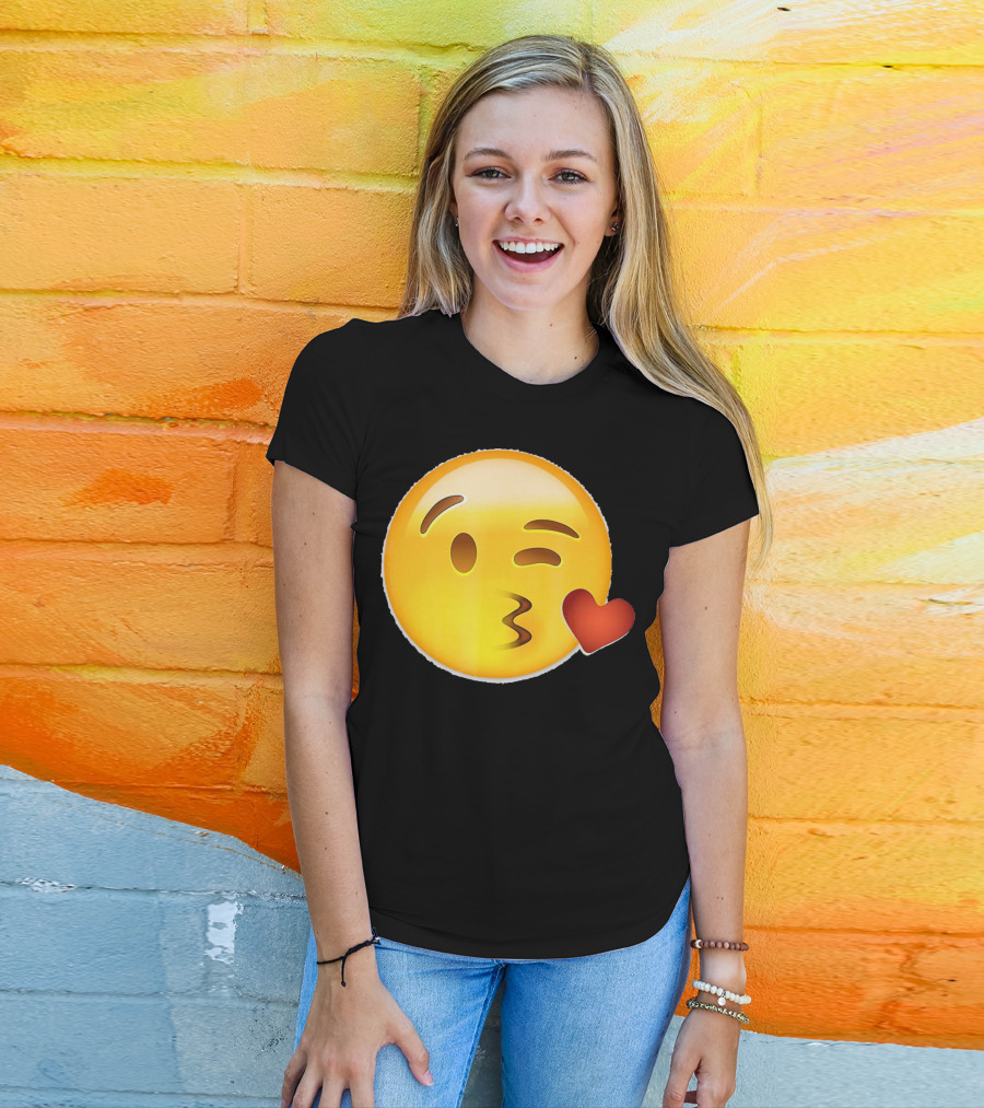 EmojiTees Blow Kiss Emoji Valentine T-Shirt