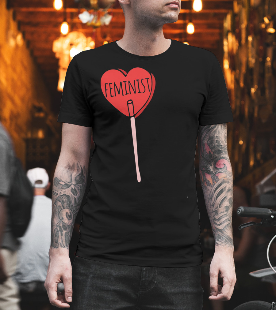 Feminist Red Heart Lollipop Valentine Sucker T-Shirt