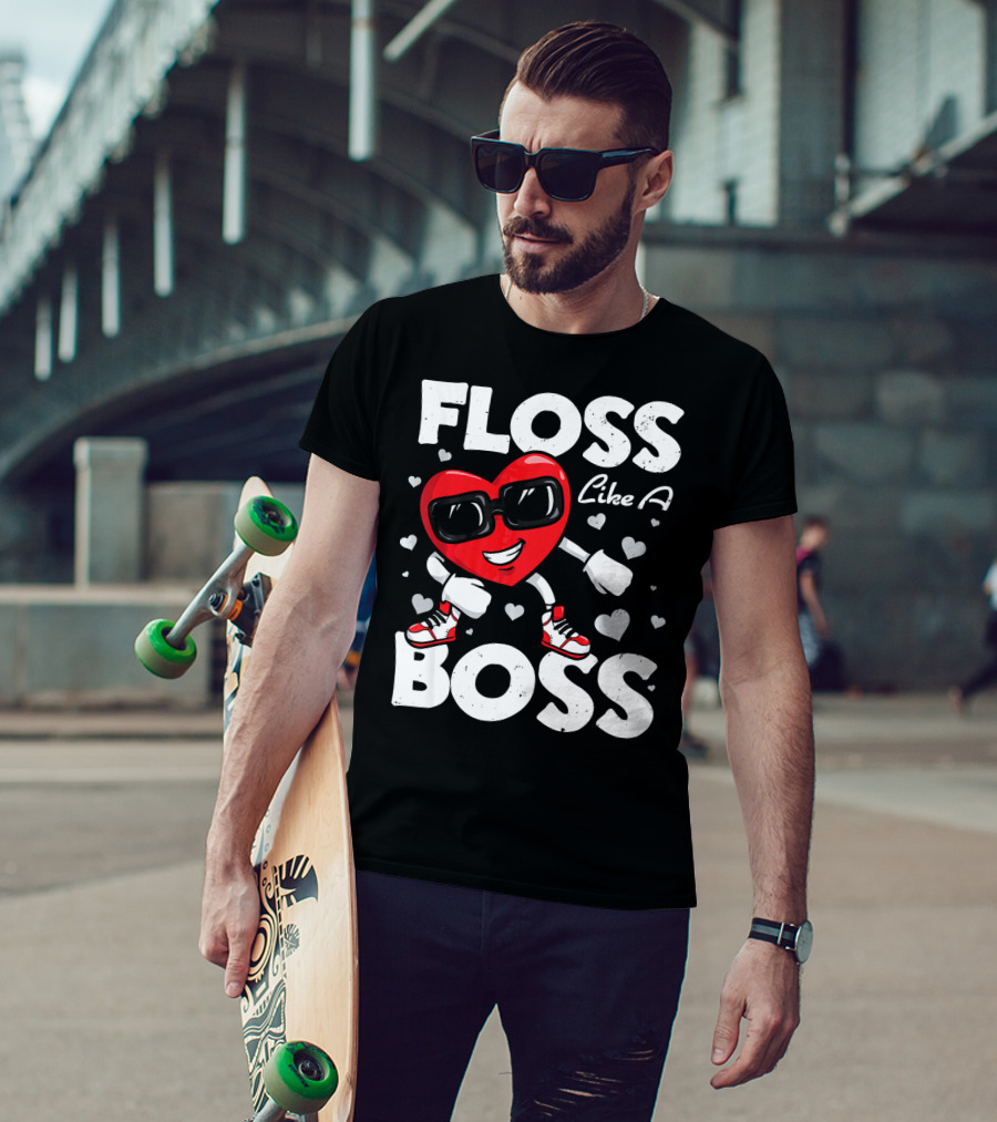 Floss Like A Boss Heart Dance Valentines T-Shirt