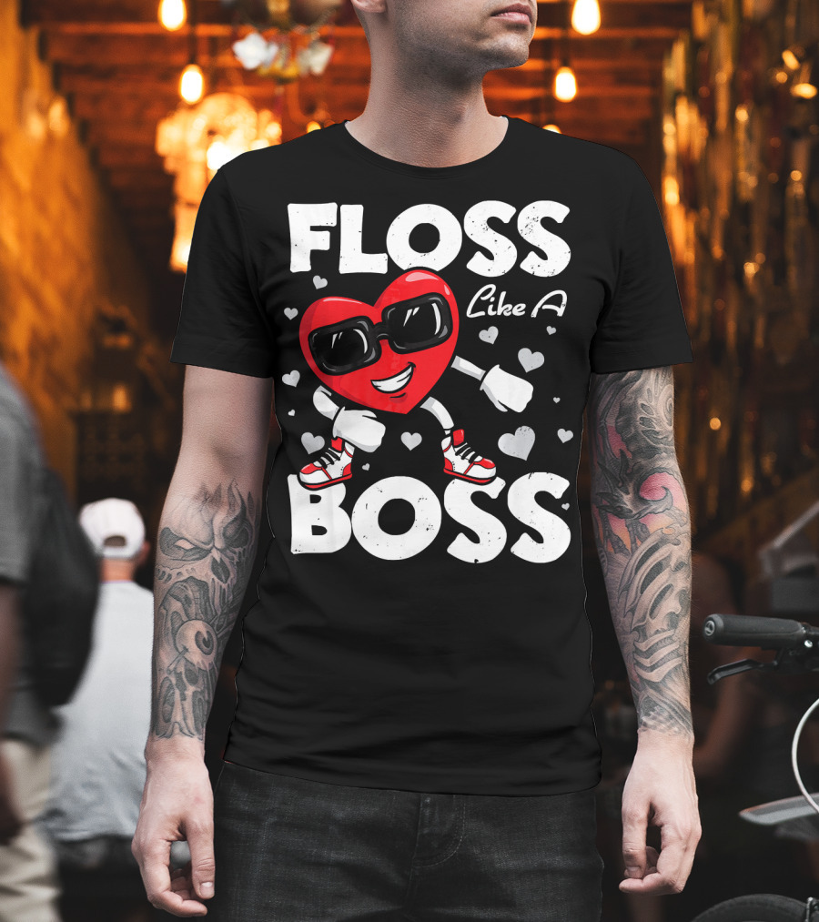 Floss Like A Boss Heart Dance Valentines T-Shirt