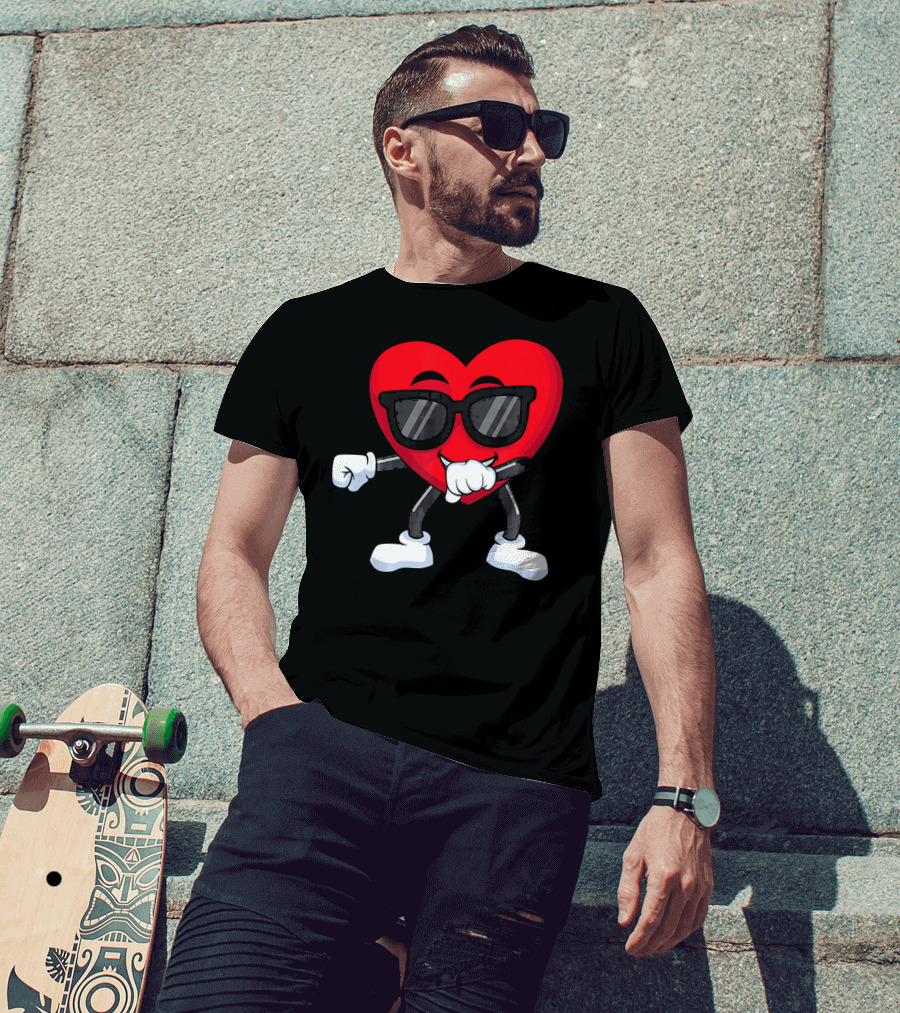 Dabbing Heart Valentines Day Boys Love T-Shirt