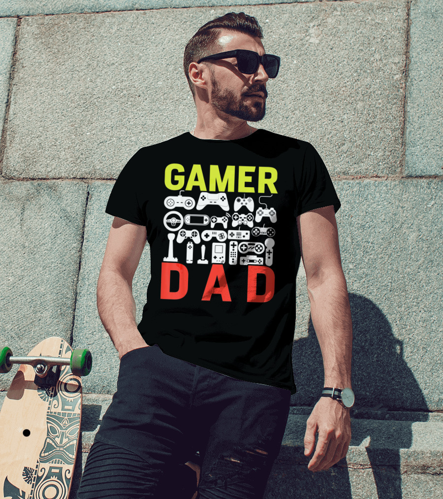 Gamer Dad Vintage Controller Collection Funny Birthday T-Shirt