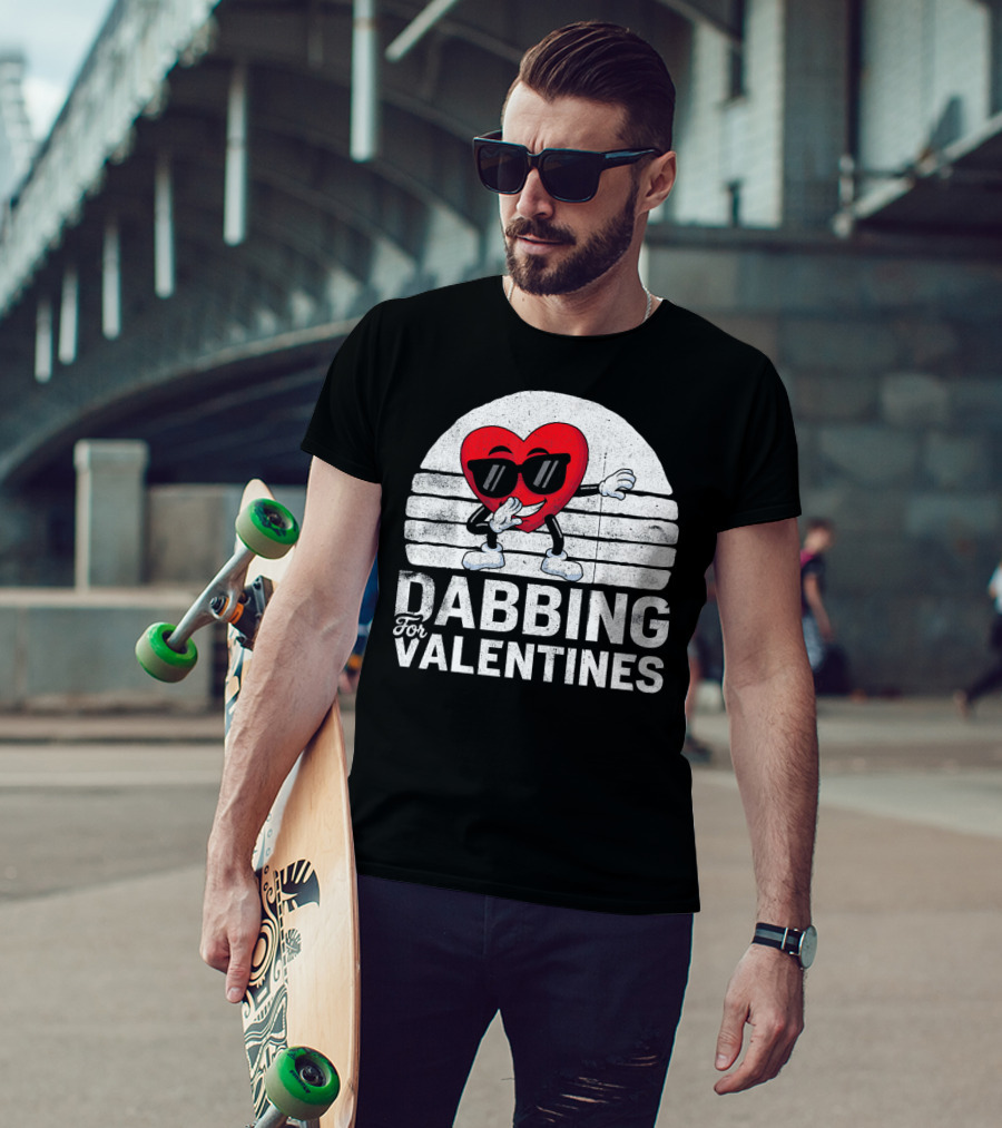 Dabbing For Valentines Funny Heart Valentine’s Day T-Shirt