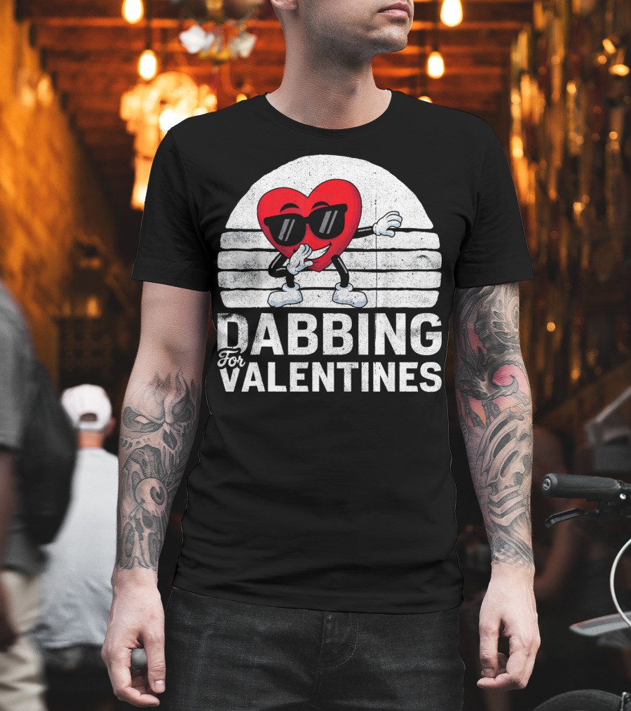 Dabbing For Valentines Funny Heart Valentine’s Day T-Shirt