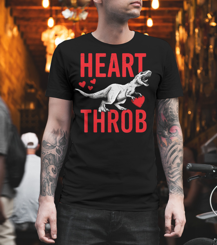 Funny Dinosaur Valentine's Day Heart Throb T-Rex with Hearts T-Shirt