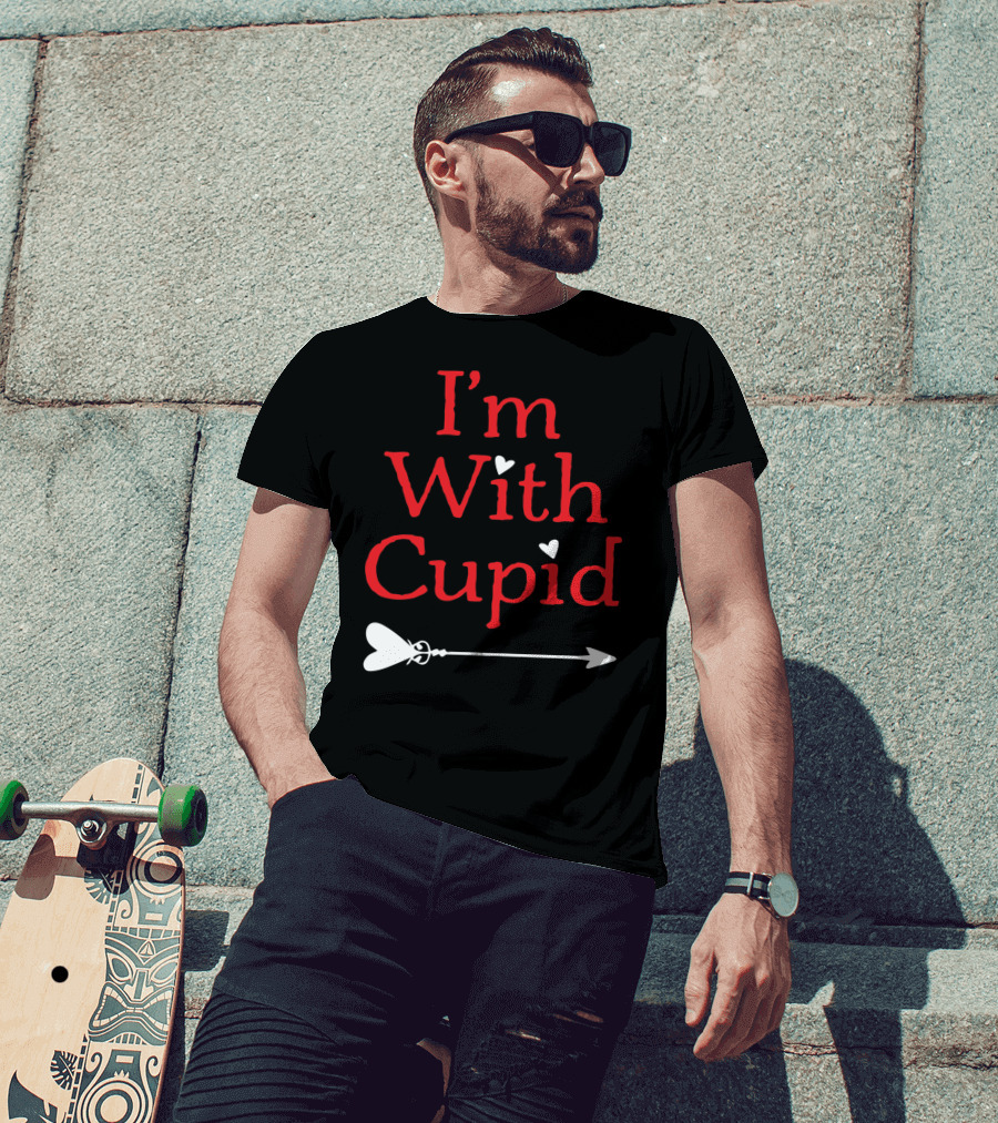 I'm With Cupid Funny Valentine's Day Arrow T-Shirt