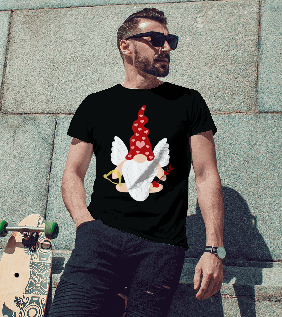 Gnome Cupid With Heart Arrow Valentines Day T-Shirt