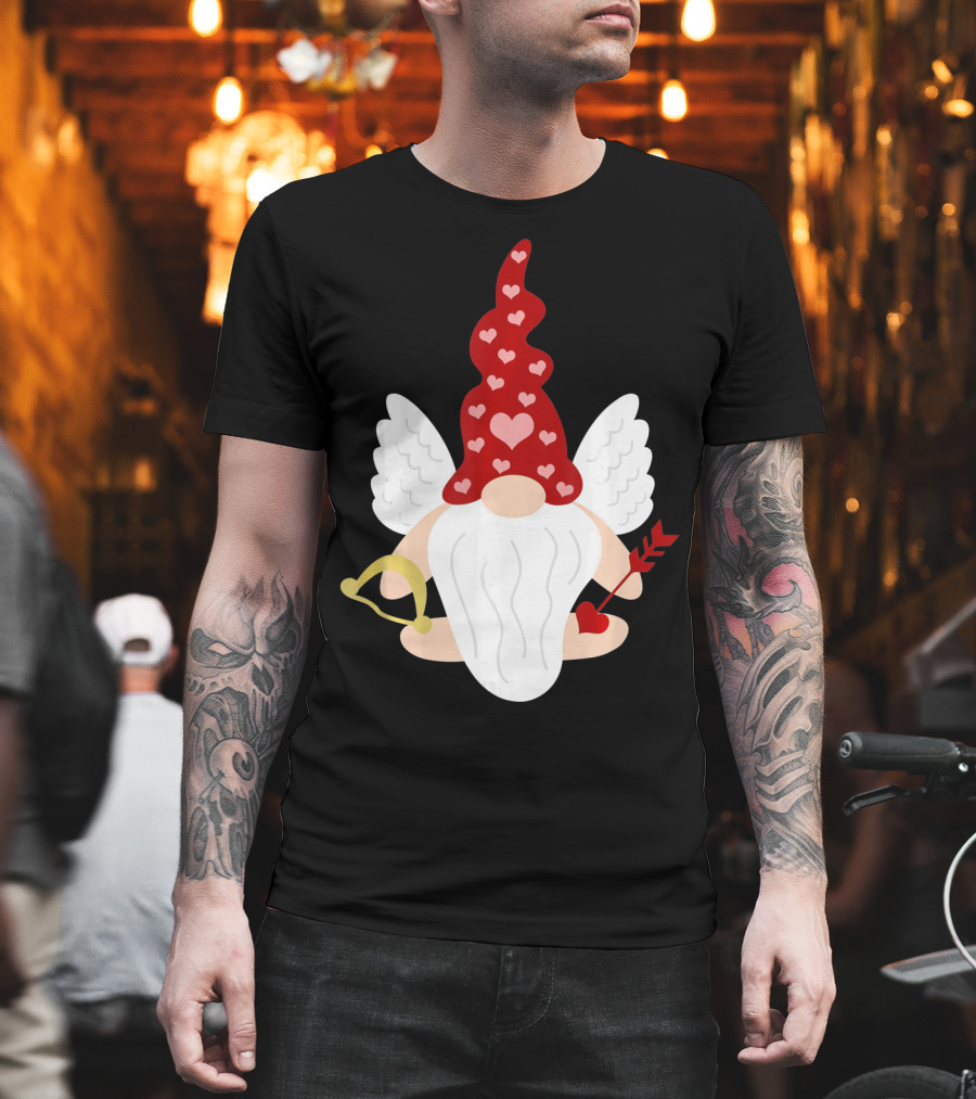 Gnome Cupid with Heart Arrow Valentines Day T-Shirt