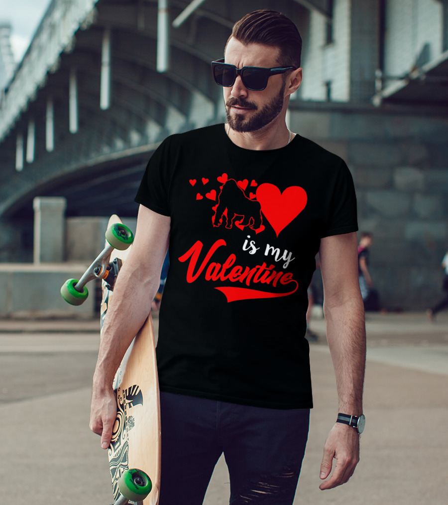 Gorilla Love Hearts Is My Valentine T-Shirt