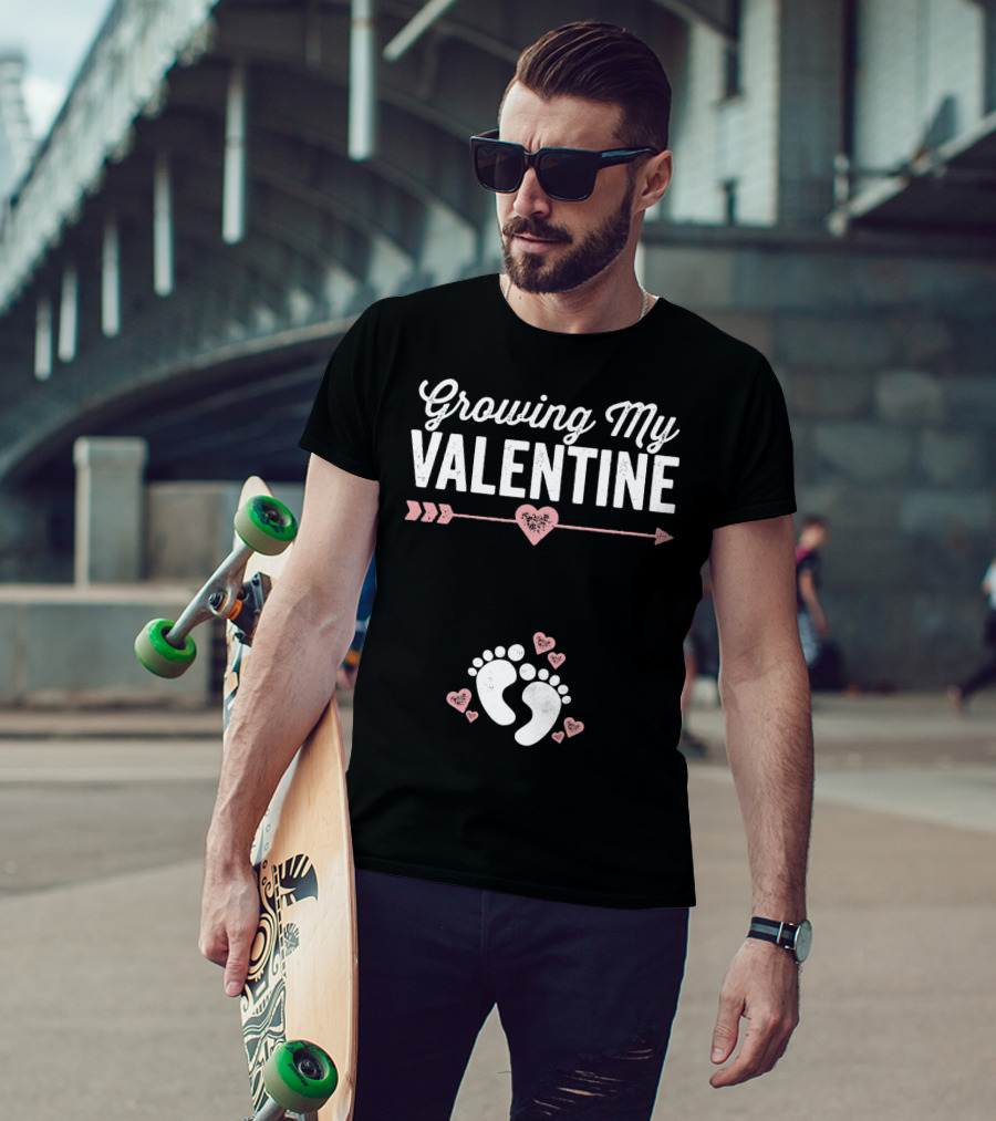 Growing My Valentine Footprints Hearts T-Shirt