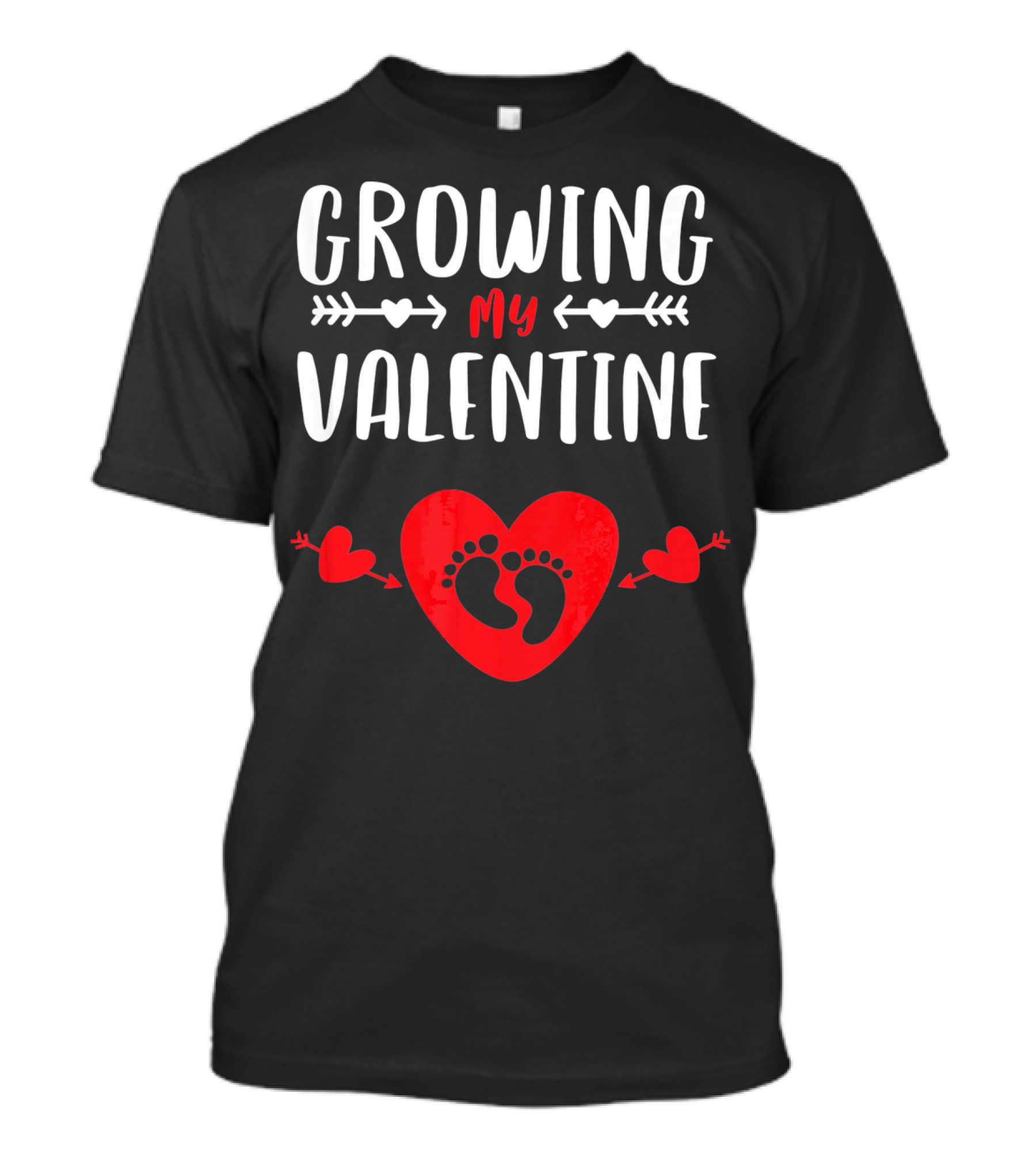Growing My Valentine Heart Baby Footprints Arrows T-Shirt