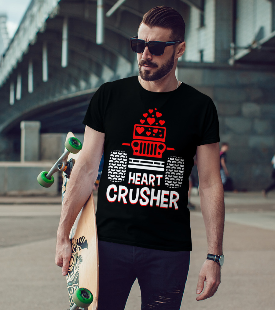 Heart Crusher Jeep Girl Heart Shape Vale Tire Tracks T-Shirt