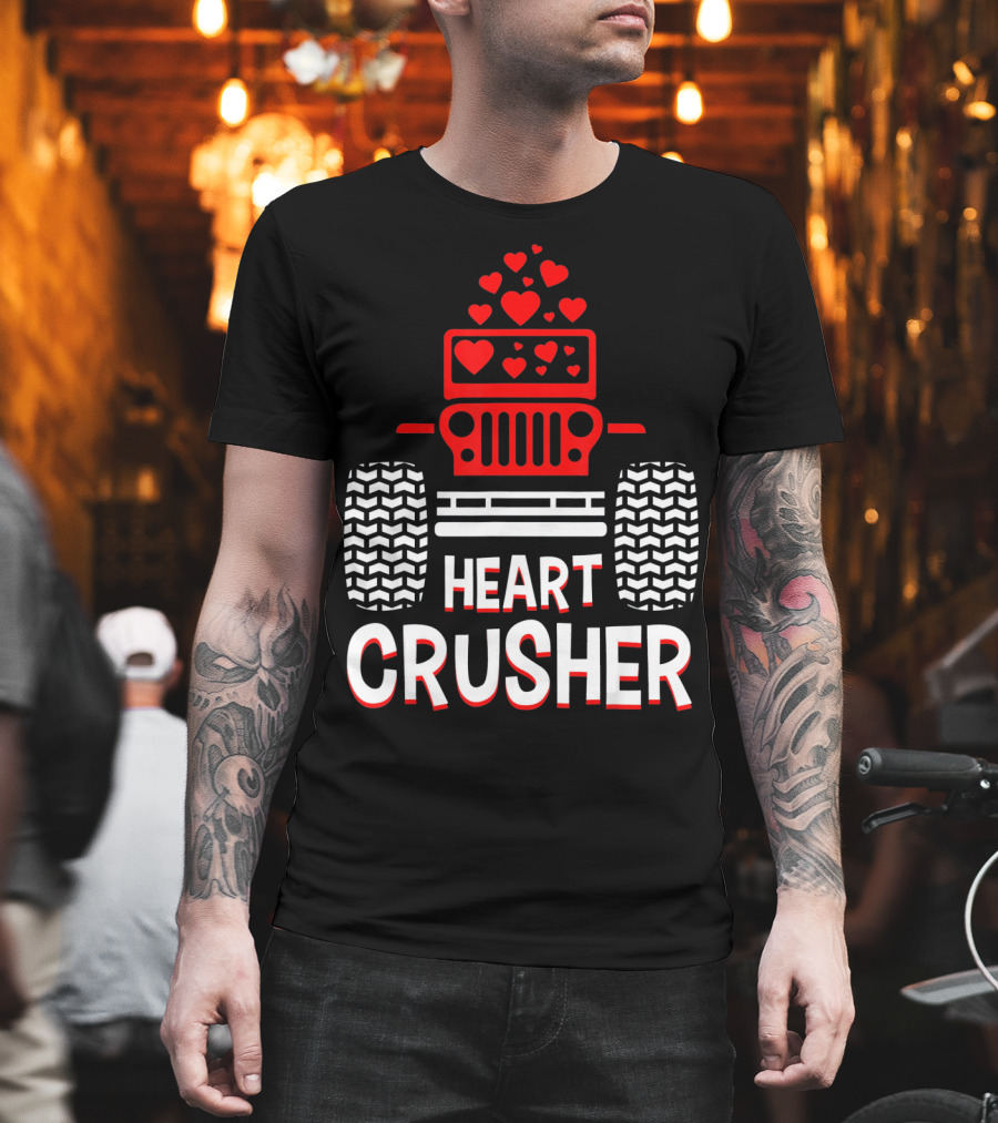 Heart Crusher Jeep Girl Heart Shape Vale Tire Tracks T-Shirt