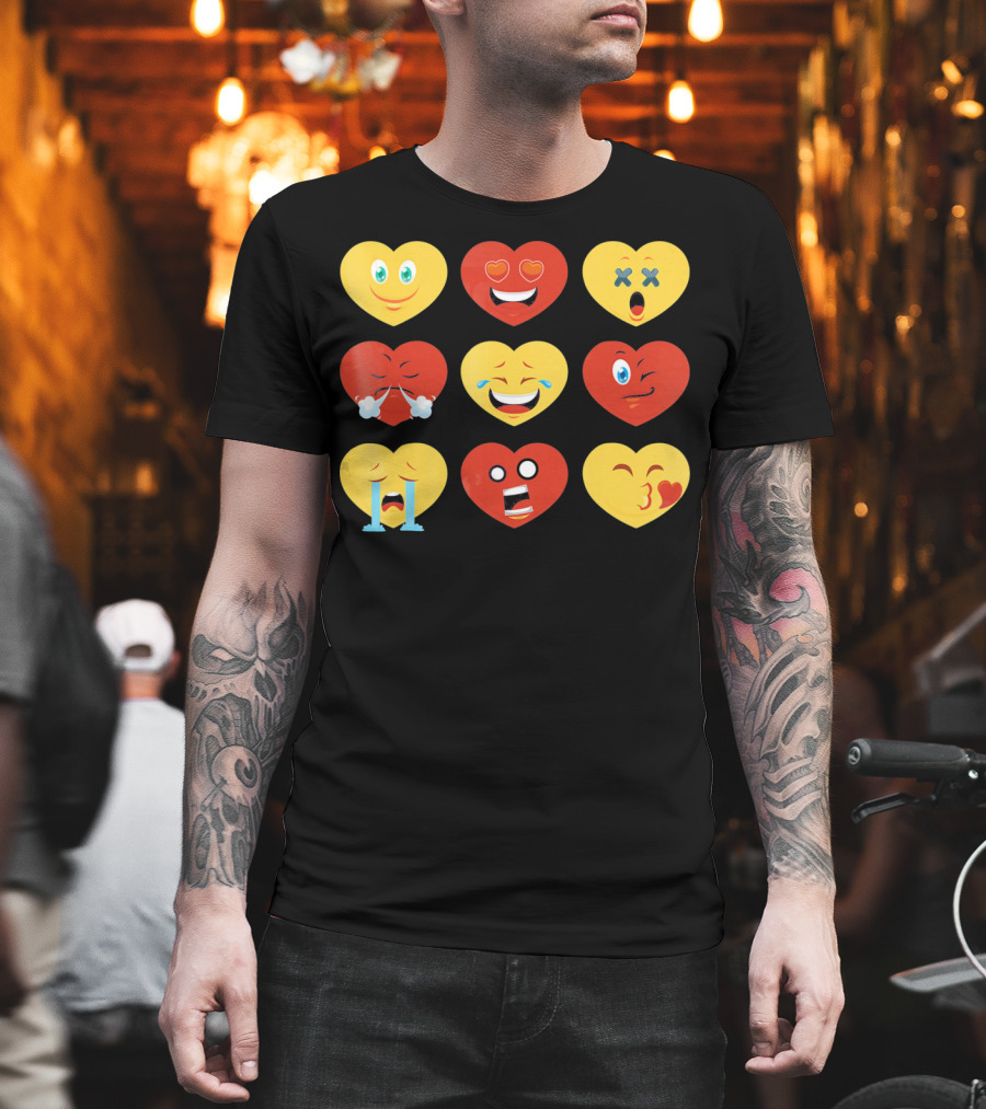 Valentines Day Heart Emoji Faces Collection T-Shirt