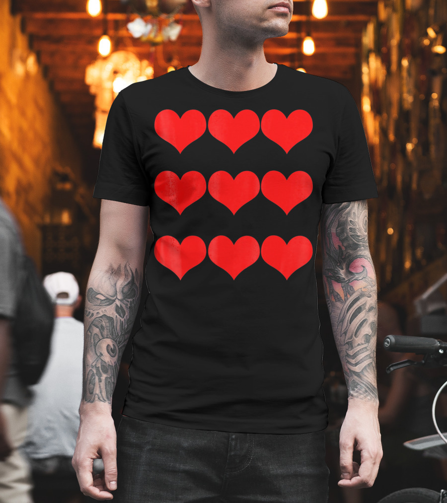 Heart Valentines Day Nine Red Hearts T-Shirt