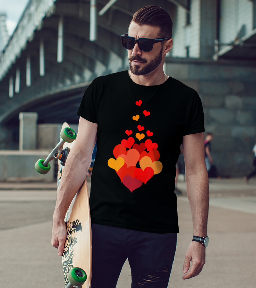 Heart Tie Red Orange Valentines Day T-Shirt