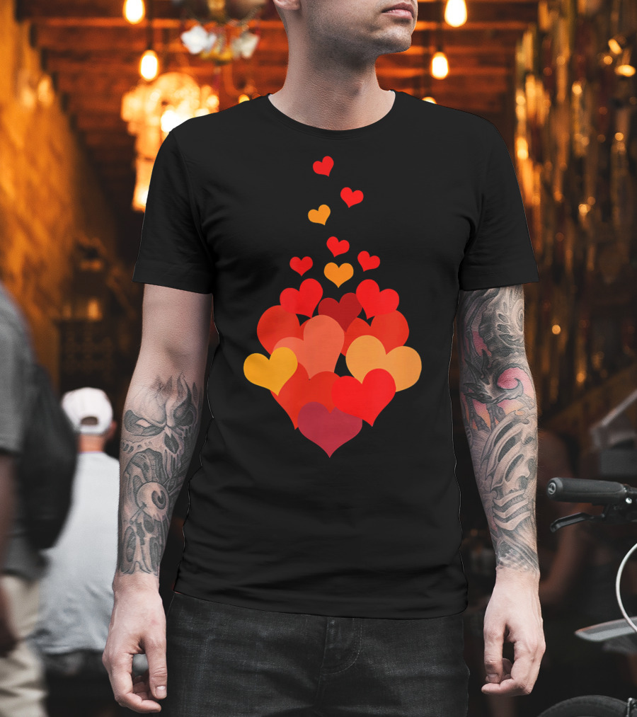 Heart Tie Red Orange Valentines Day T-Shirt
