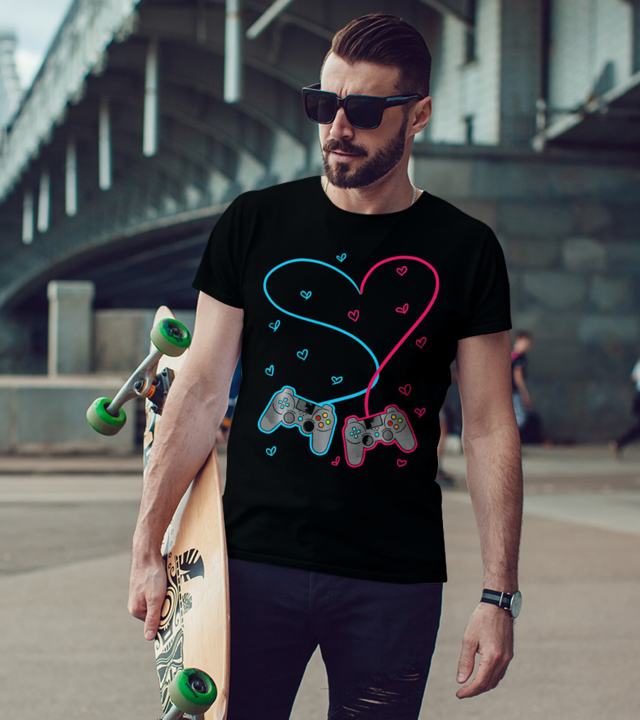 Heart Lovely Hearts Valen Game Controller Love T-Shirt