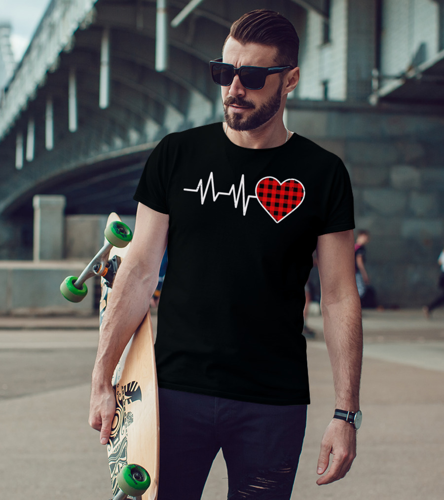 Heartbeat Red Buffalo Plaid Heartbeat T-Shirt