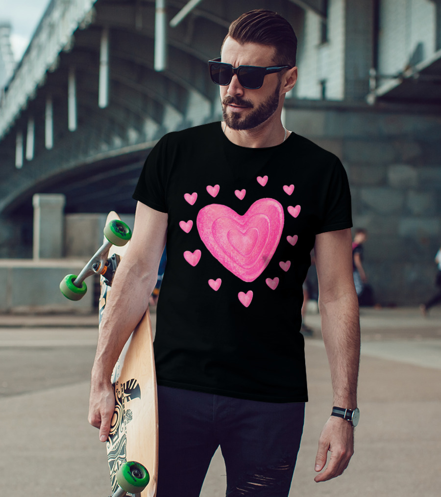 Hearts Valentines Kids School Pink Heart T-Shirt