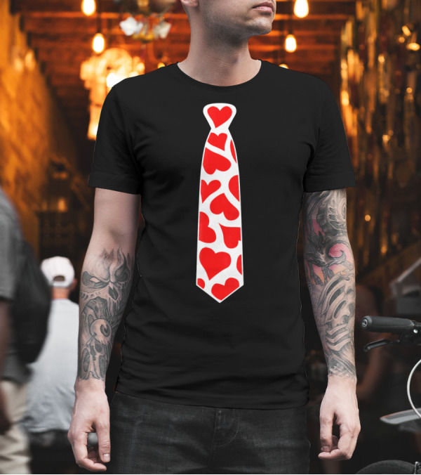 Hearts Tie Valentines Day Red Heart T-Shirt Hearts Tie Valentines Day Red Heart T-Shirt