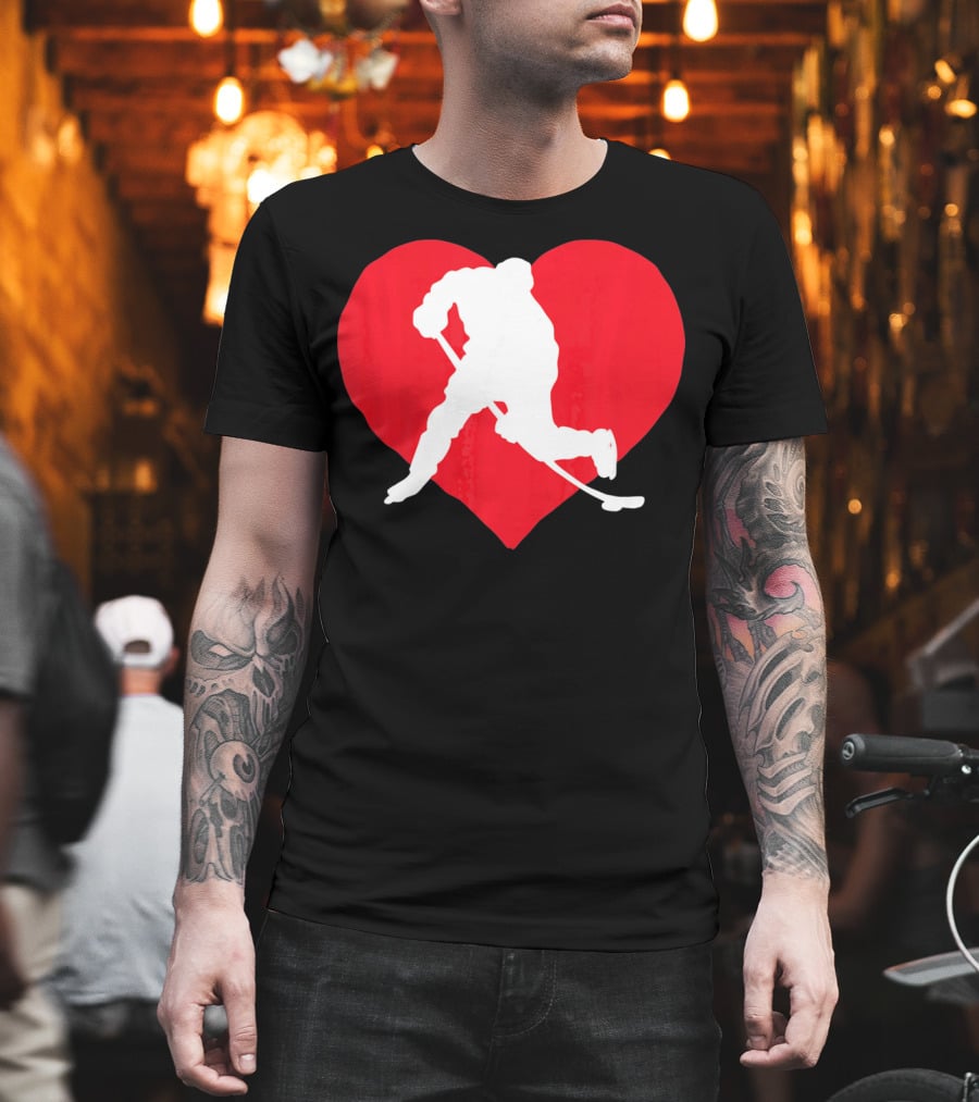 Valentine's Day Hockey Lover Heart T-Shirt
