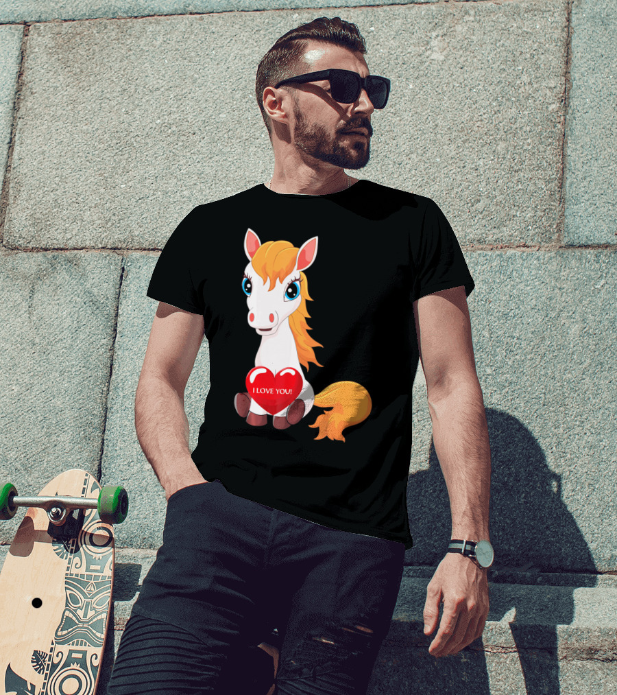 Horse With Heart Saying I Love You Valentine T-Shirt