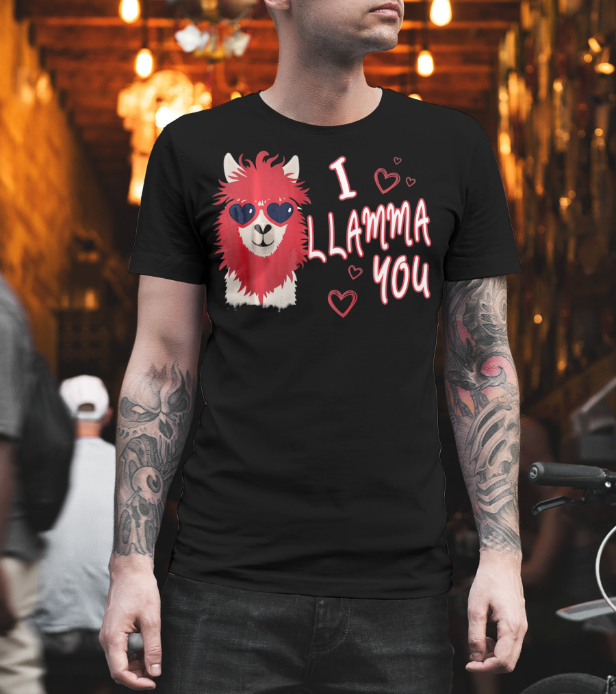 I Llamma You Heart Sunglasses Red Llama T-Shirt