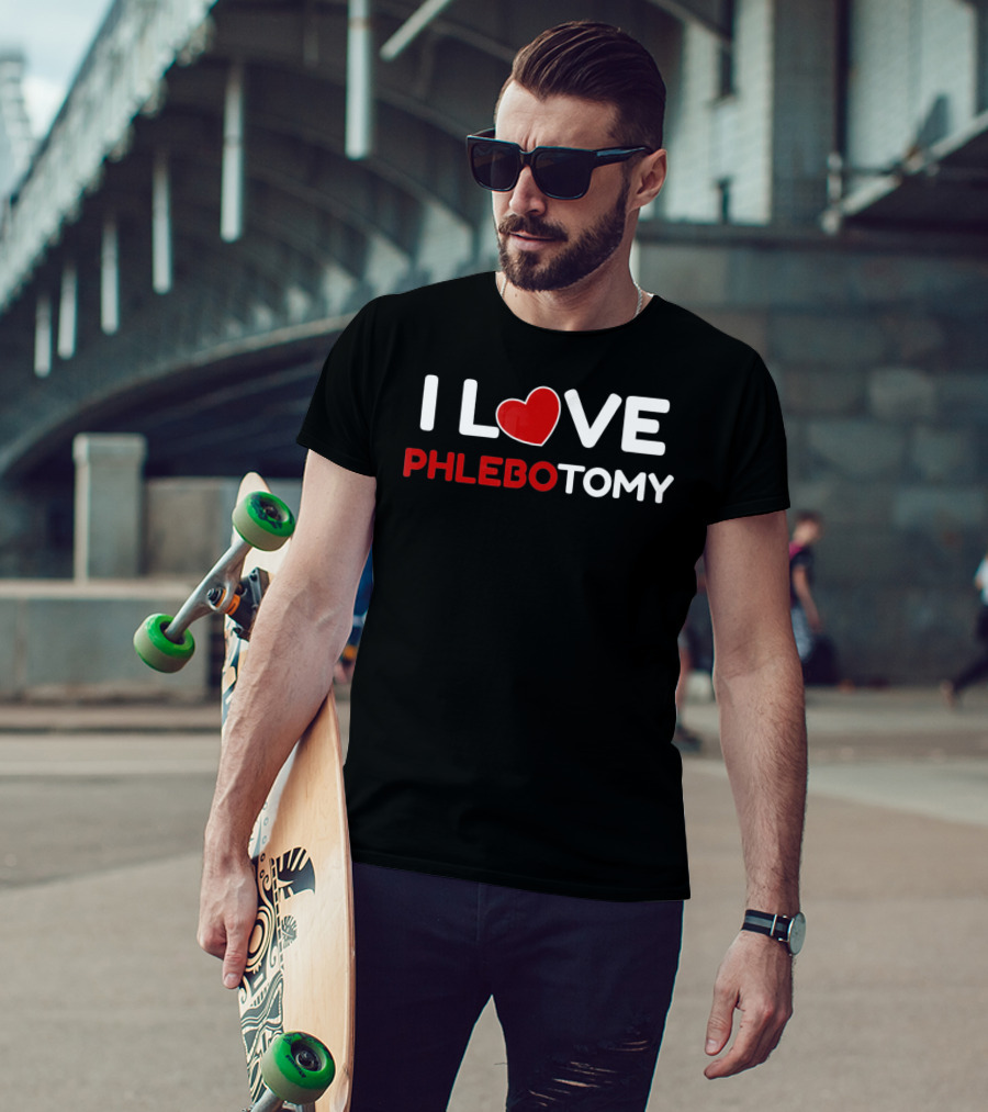 I Love Phlebotomy Red Heart Phlebotomy T-Shirt