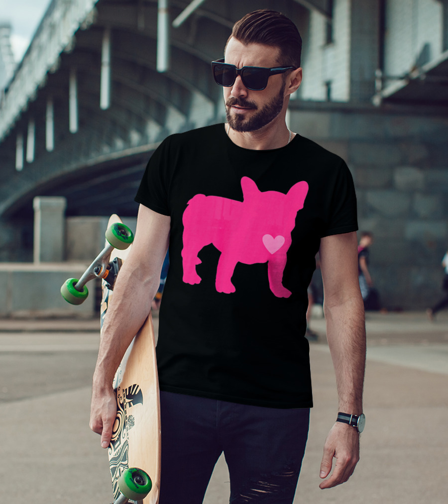 Ition Frenchie Pink Heart Valentine T-Shirt