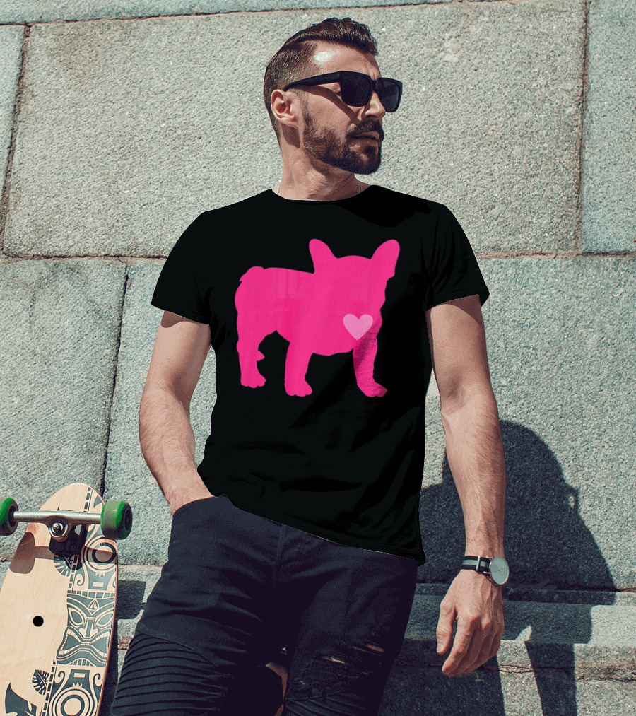 Ition Frenchie Pink Heart Valentine T-Shirt