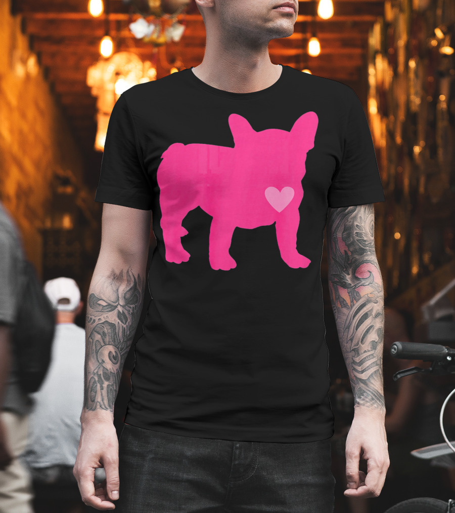 Ition Frenchie Pink Heart Valentine T-Shirt