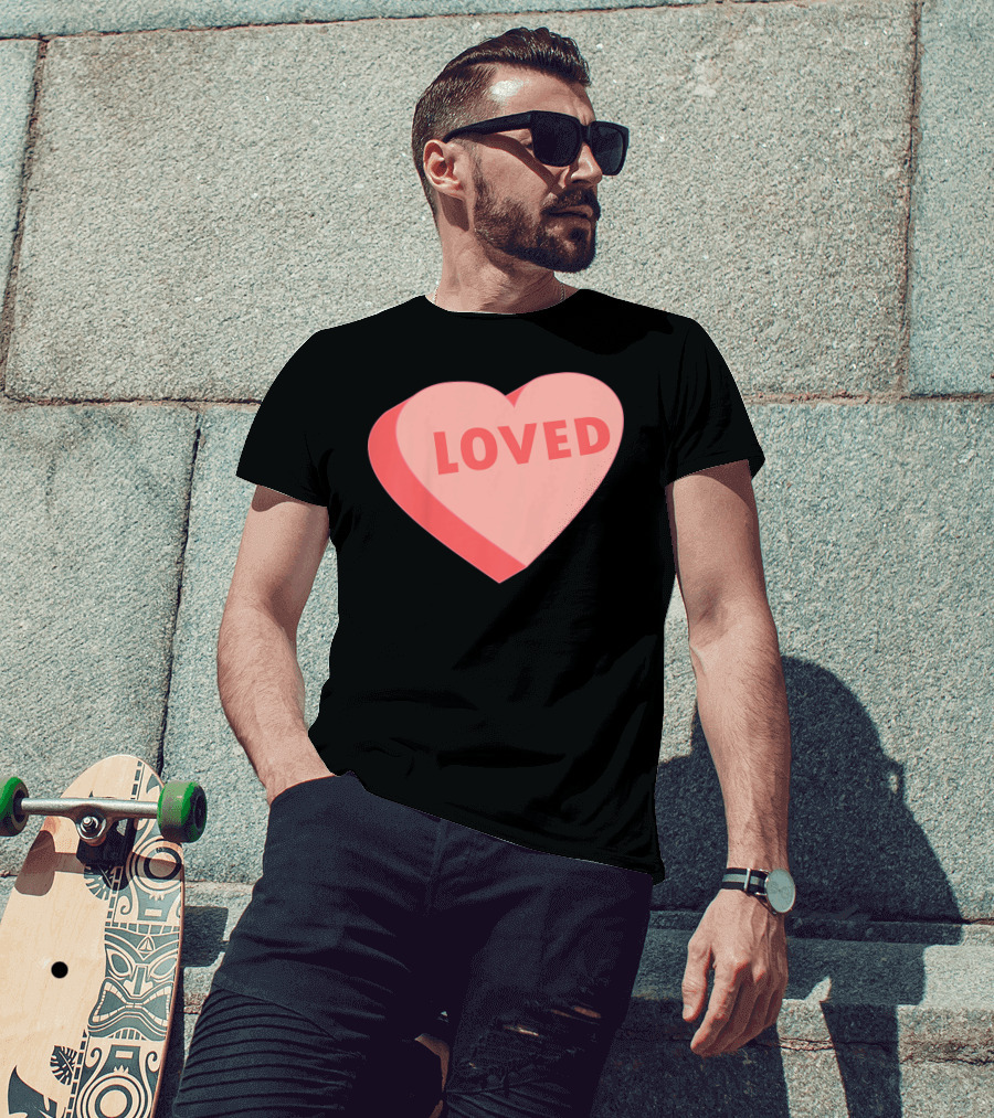 Kids Valentines Day Candy Heart Loved T-Shirt