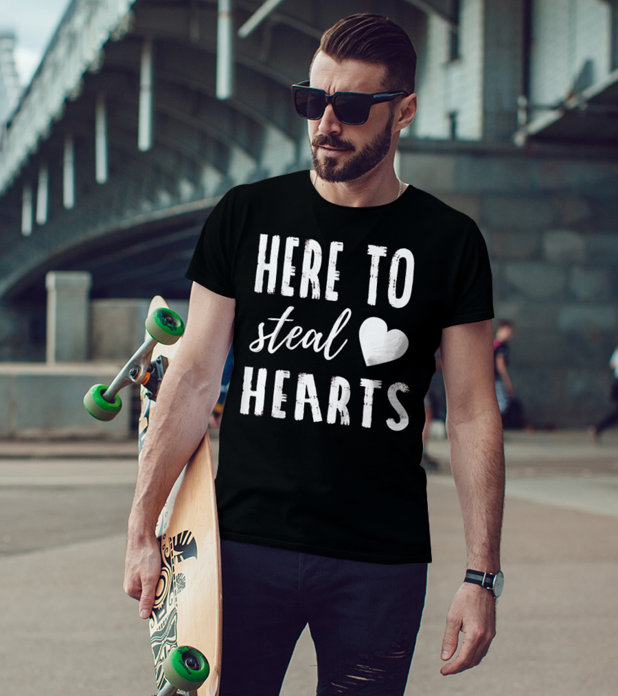 Here To Steal Hearts Kids Valentines Day T-Shirt