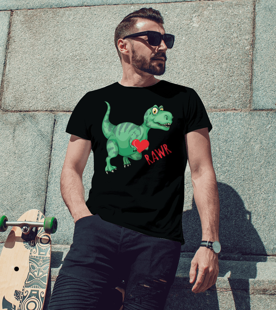 Kids Valentines Day Toddler Dinosaur Holding Heart Rawr T-Shirt