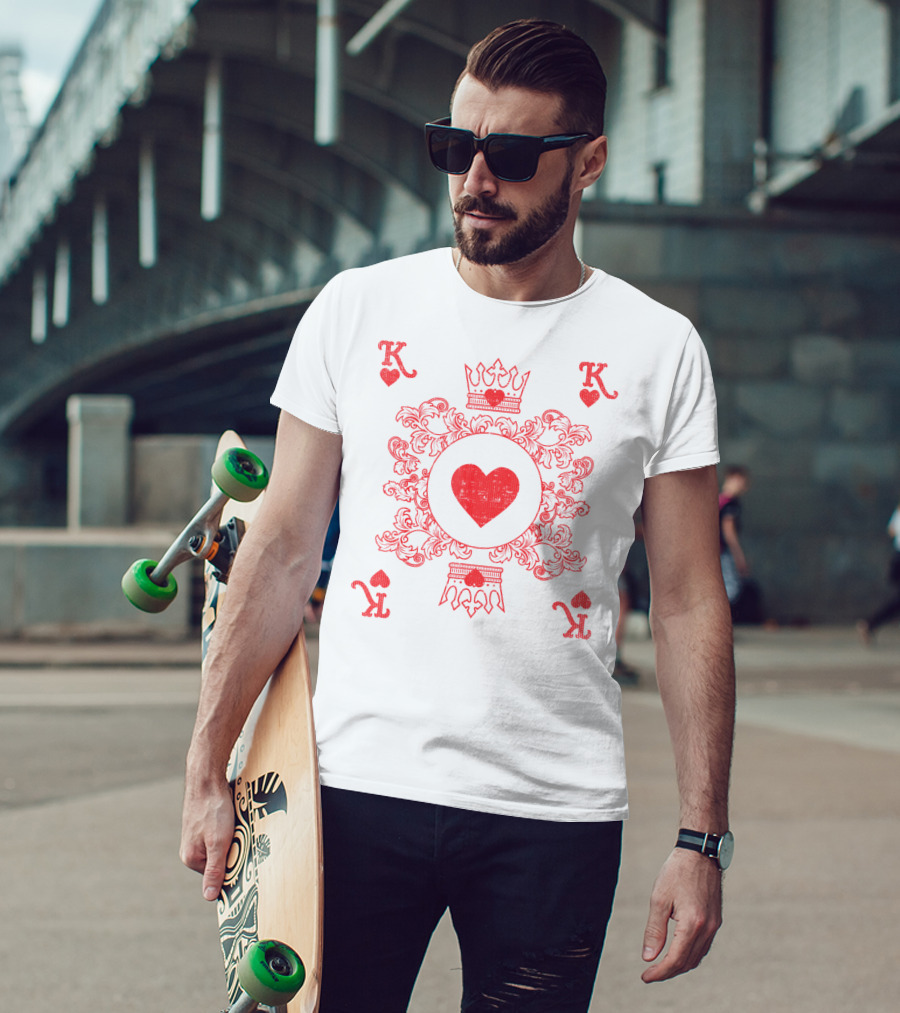 King Of Hearts Vintage Valentine Playing Card T-Shirt