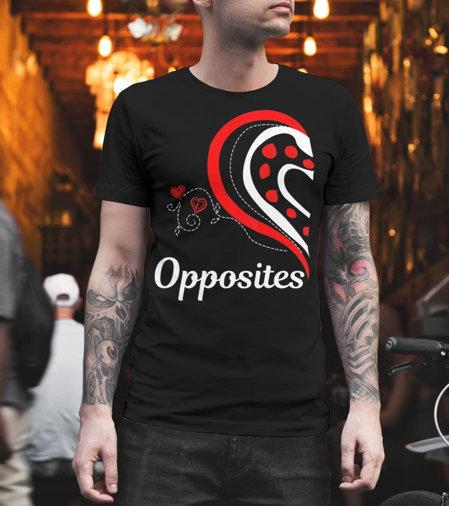 Opposites Attract Matching Couples Heart T-Shirt