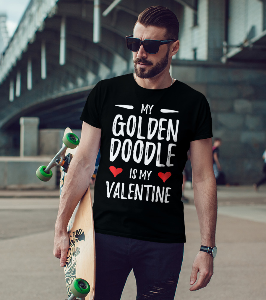 My Goldendoodle Is My Valentine Loving Hearts T-Shirt