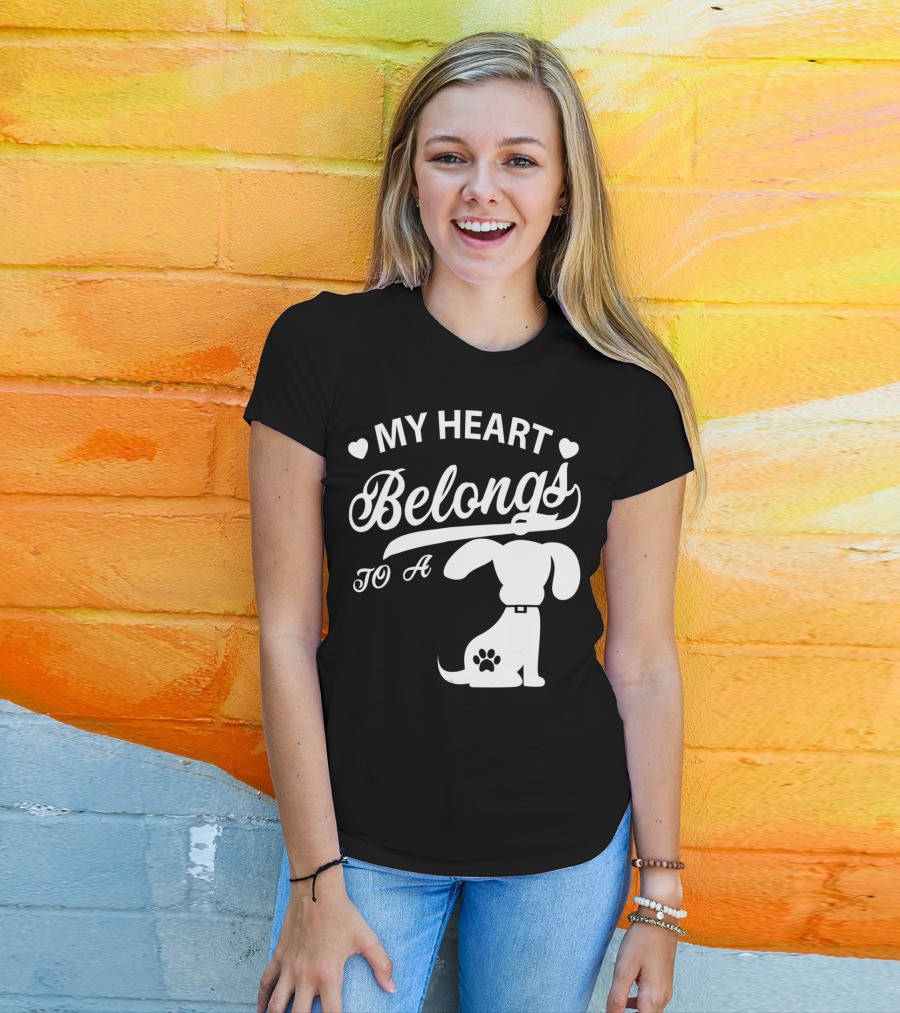 My Heart Belongs To A Dog With Paw Print And Hearts T-Shirt