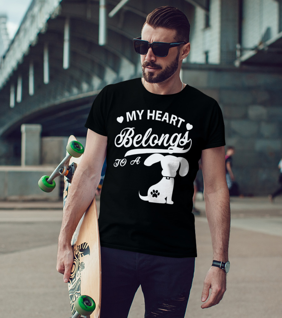 My Heart Belongs To A Dog With Paw Print And Hearts T-Shirt