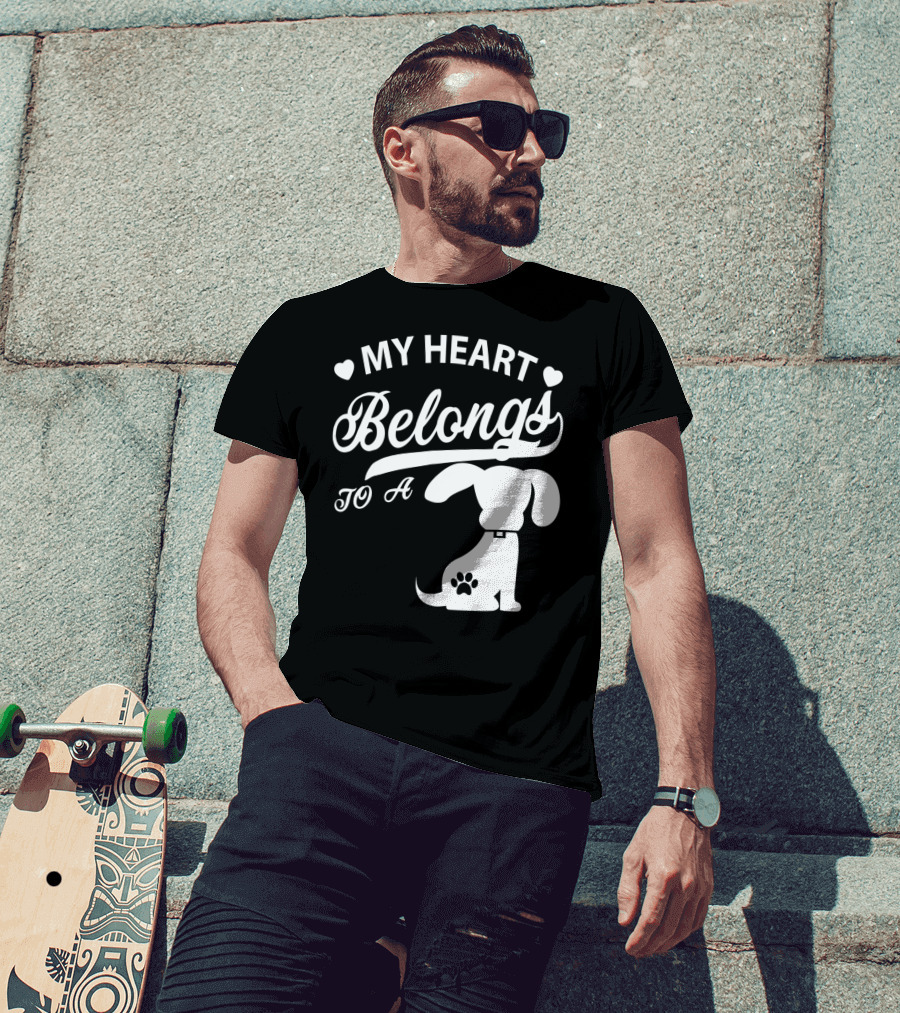 My Heart Belongs To A Dog With Paw Print And Hearts T-Shirt