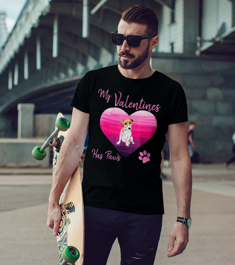 My Valentines Has Paws Jack Russell Terrier Dog Heart Valentine T-Shirt
