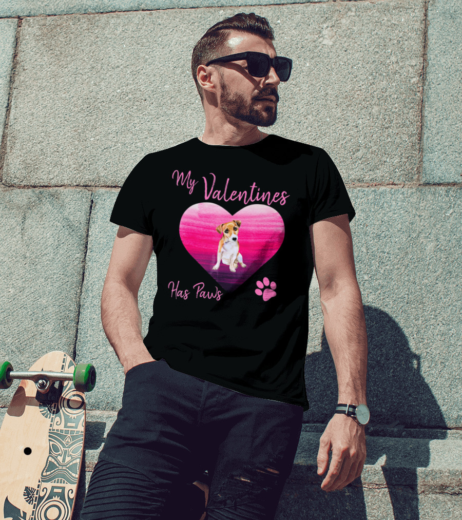 My Valentines Has Paws Jack Russell Terrier Dog Heart Valentine T-Shirt