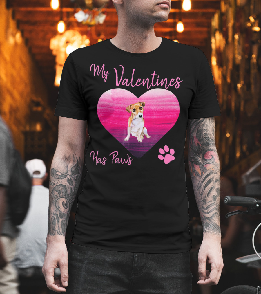 My Valentines Has Paws Jack Russell Terrier Dog Heart Valentine T-Shirt